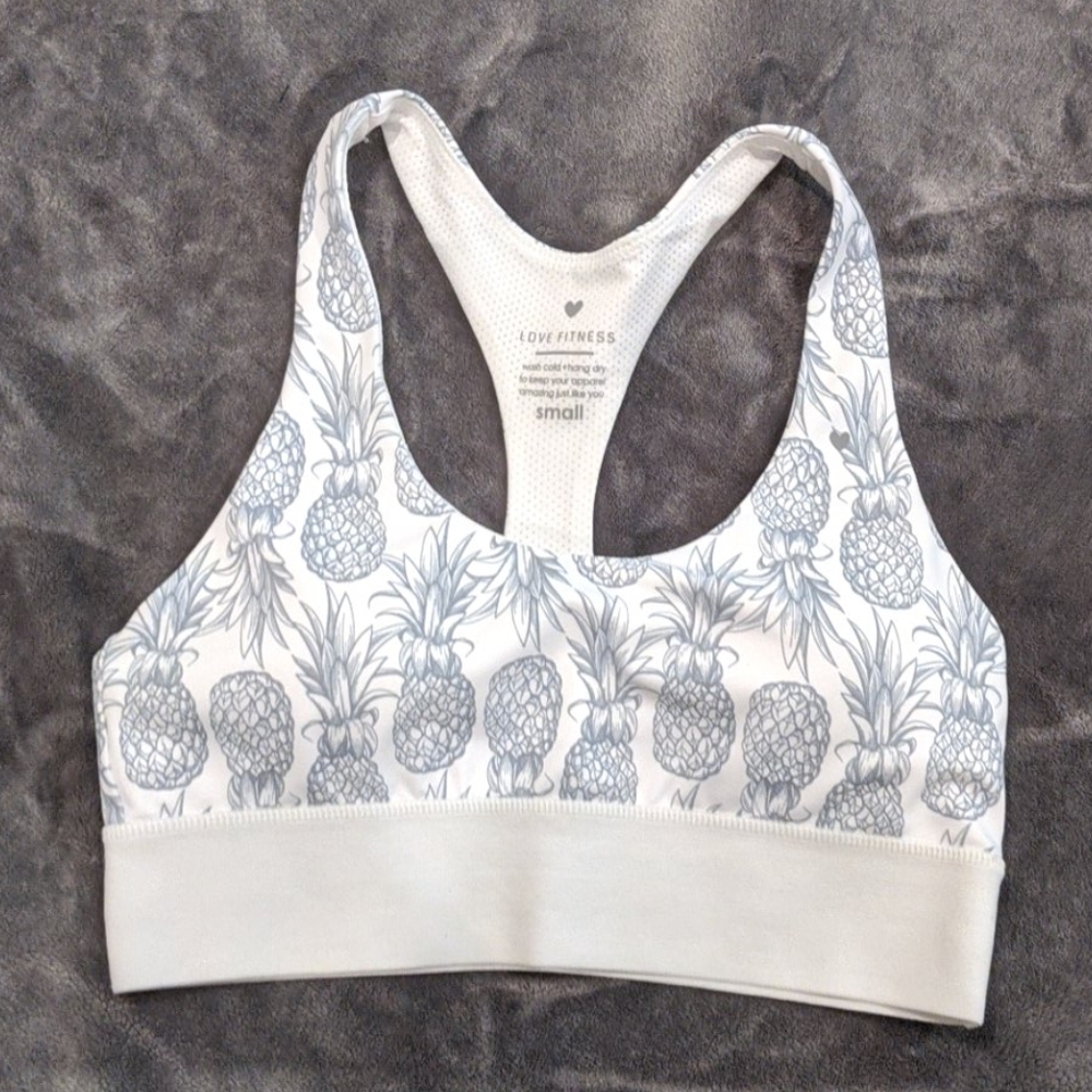Pineapple sports bra white and gray